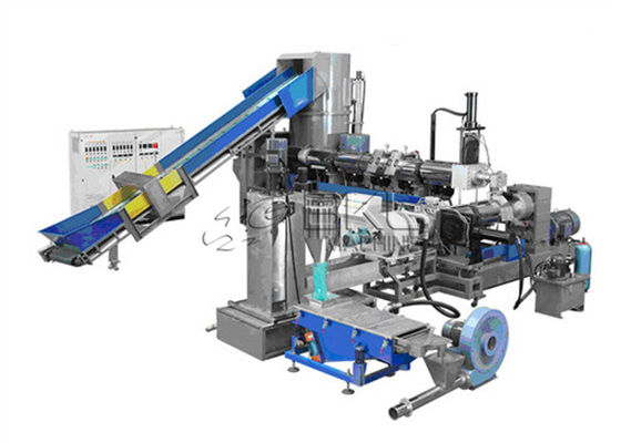 Two Stage PET Flakes Pelletizing Machine Plastic Film Recycling 100mm