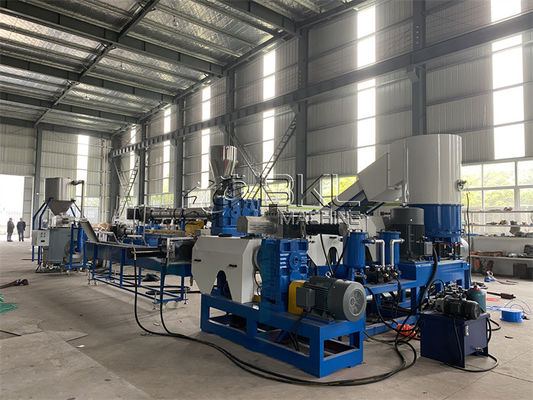 Two Stage PET Flakes Pelletizing Machine Plastic Film Recycling 100mm